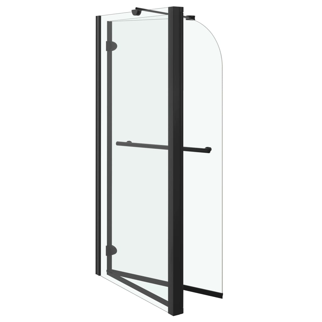foldbar brusevæg 120x68x130 cm sikkerhedsglas sort
