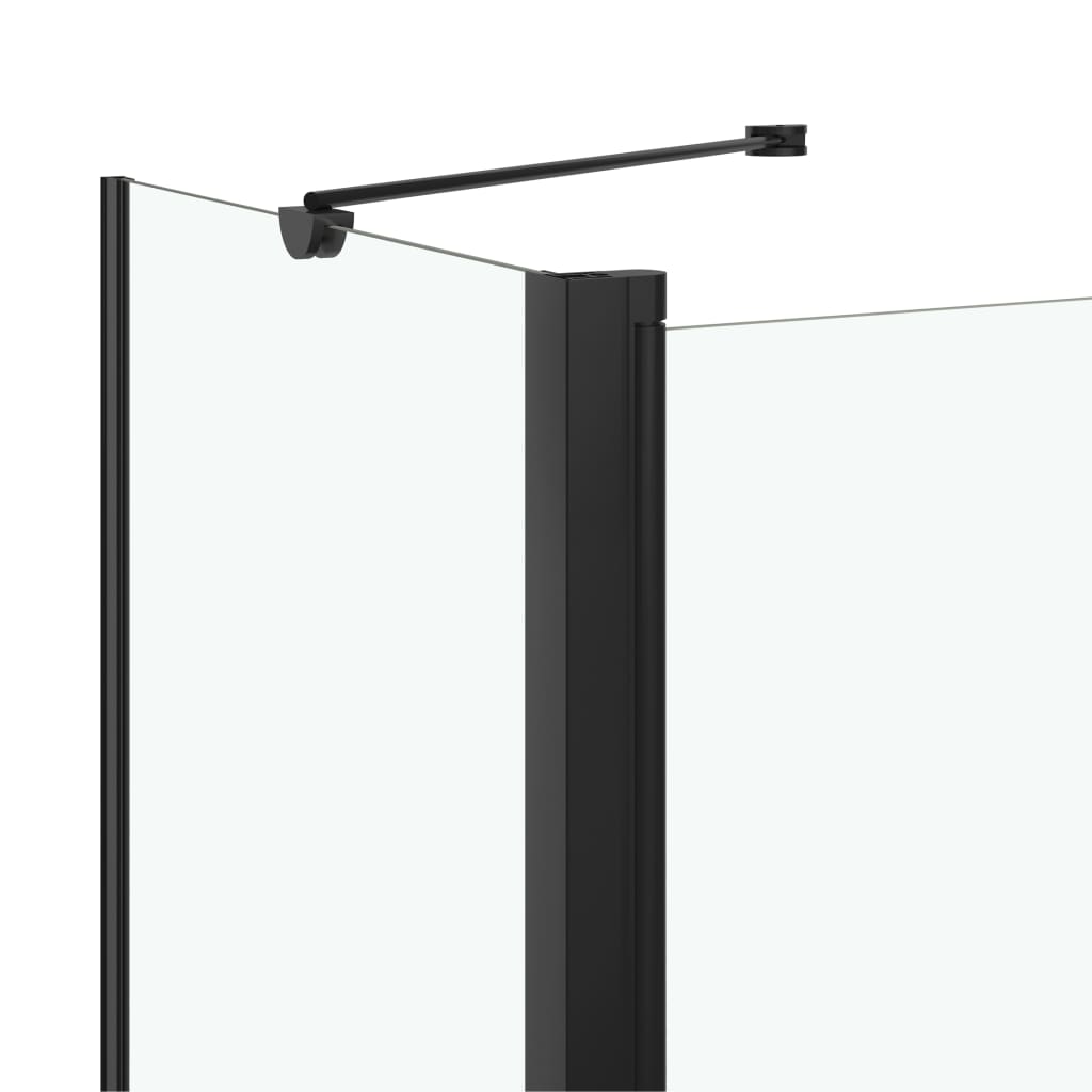 foldbar brusevæg 120x68x130 cm sikkerhedsglas sort