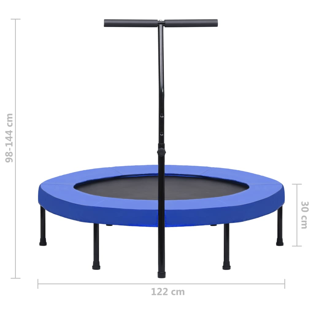 fitnesstrampolin med håndtag og sikkerhedspude 122 cm