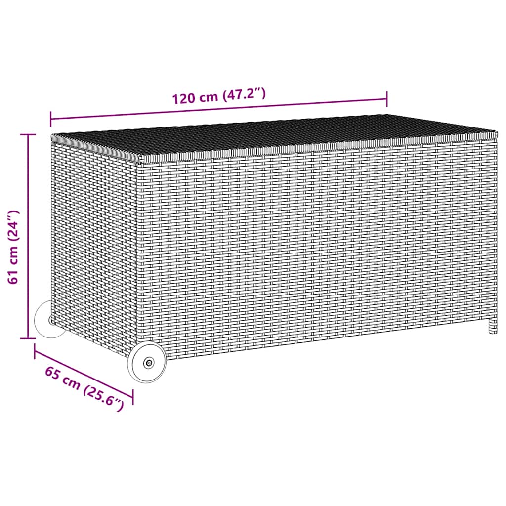 opbevaringskasse til haven 120x65x61 cm polyrattan sort