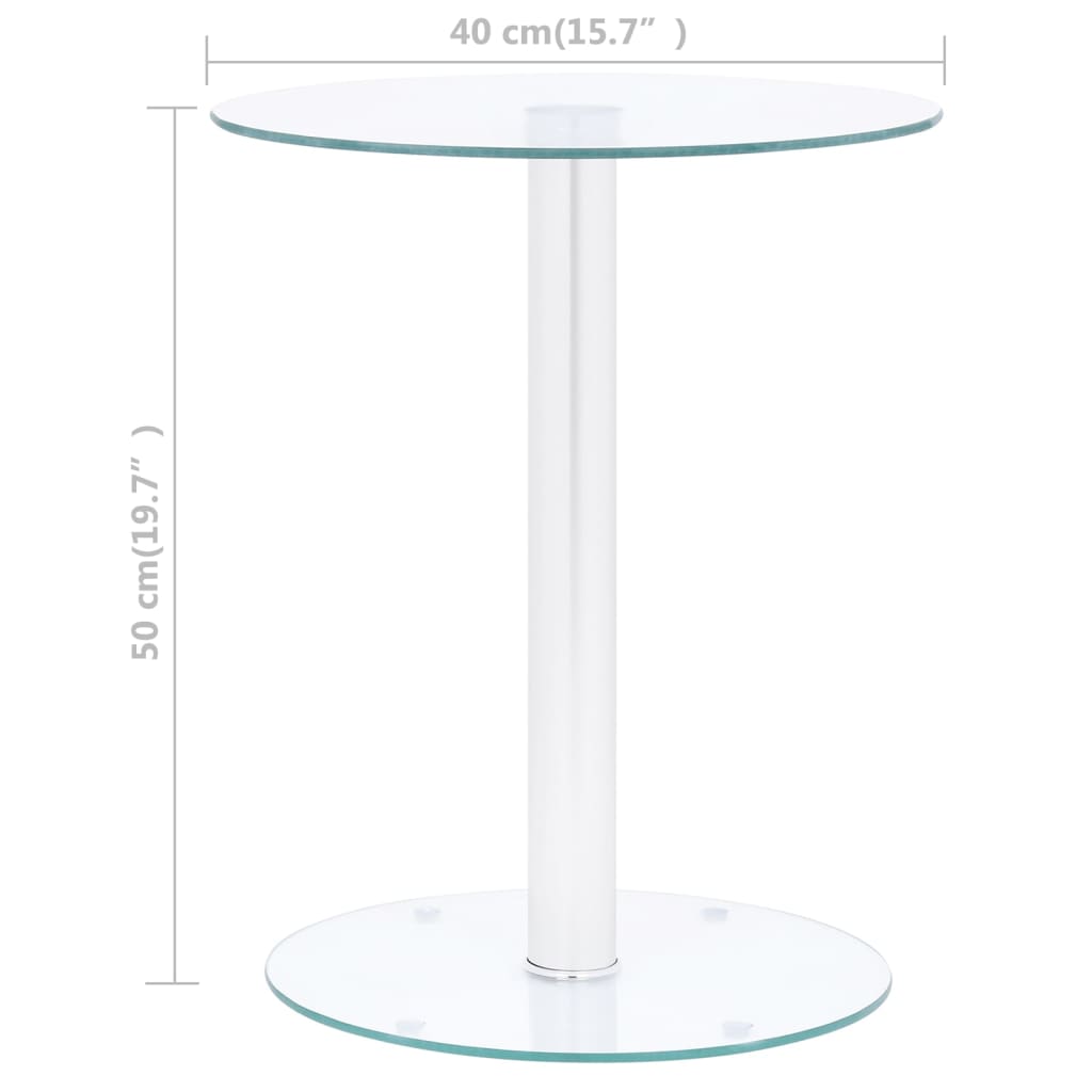 sofabord 40 cm hærdet glas transparent