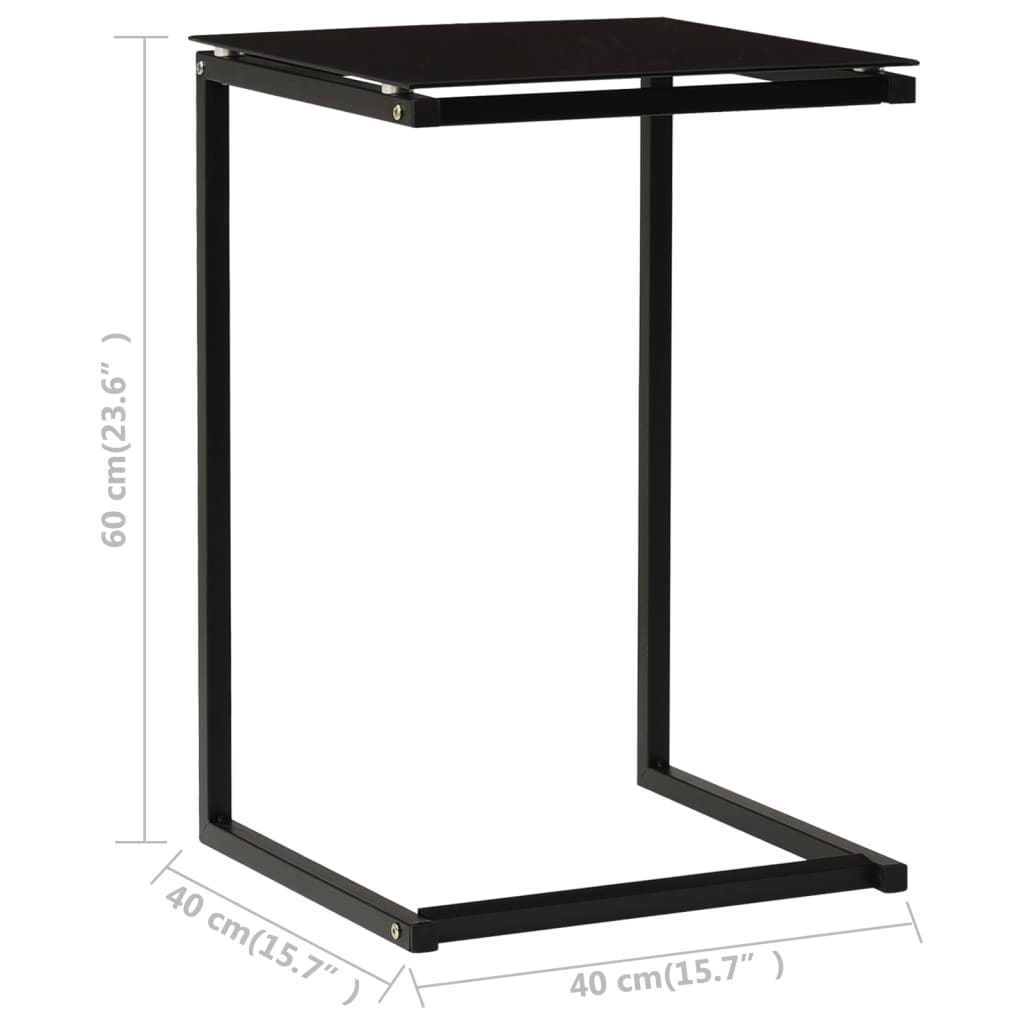 sidebord 40x40x60 cm hærdet glas sort