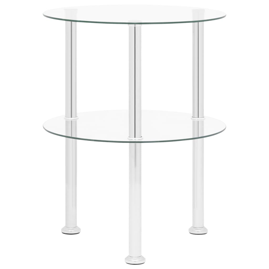 sidebord med hylde 38 cm hærdet glas transparent