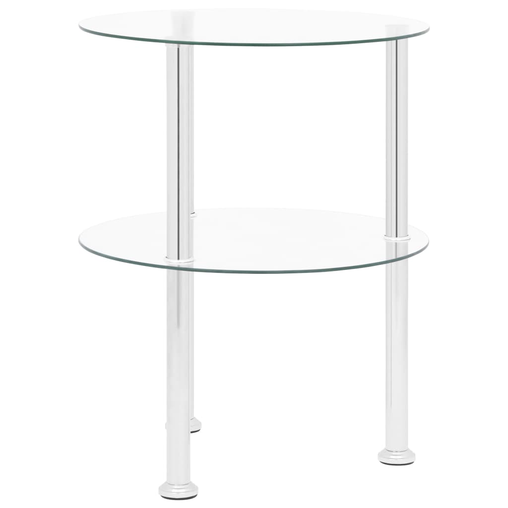 sidebord med hylde 38 cm hærdet glas transparent