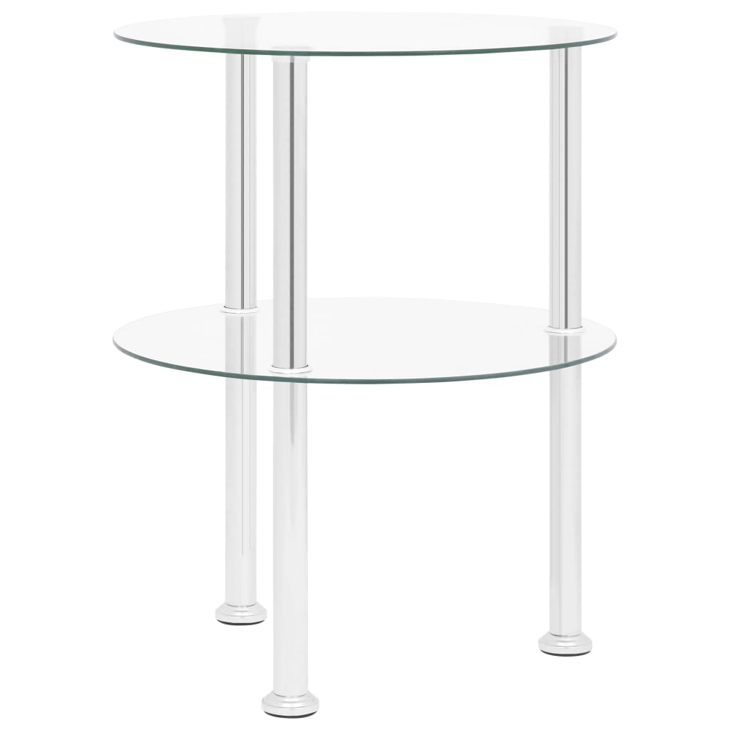 sidebord med hylde 38 cm hærdet glas transparent