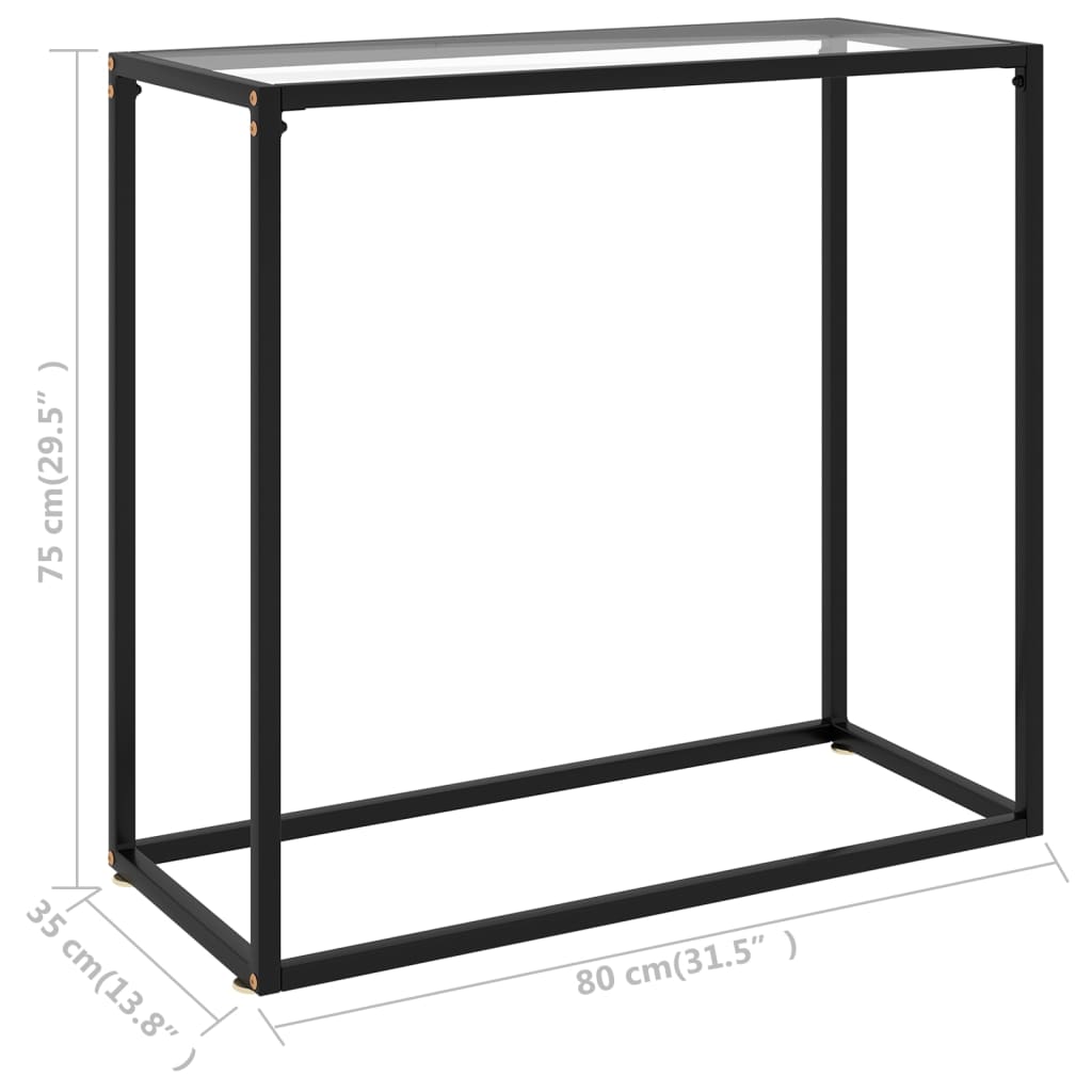 konsolbord 80x35x75 cm hærdet glas transparent