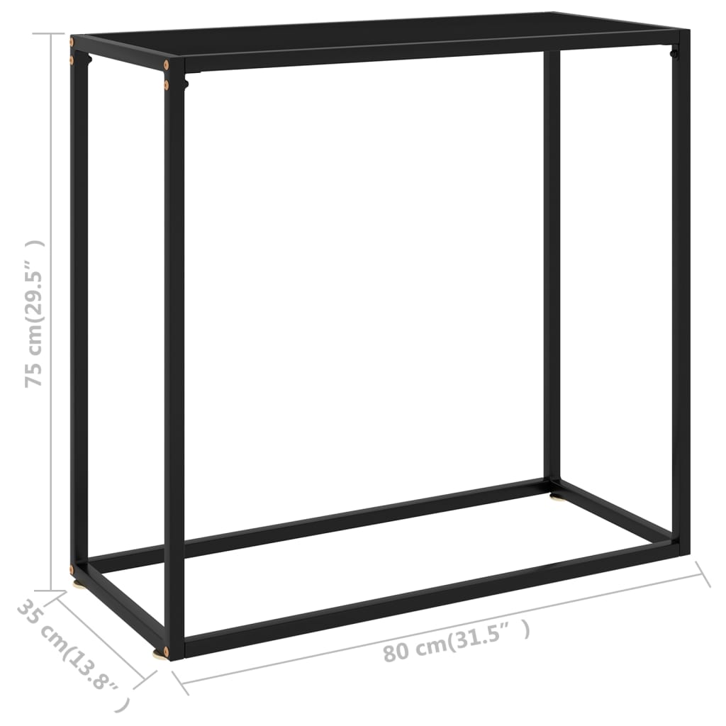 konsolbord 80x35x75 cm hærdet glas sort