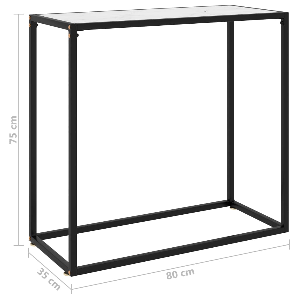 konsolbord 80x35x75 cm hærdet glas hvid