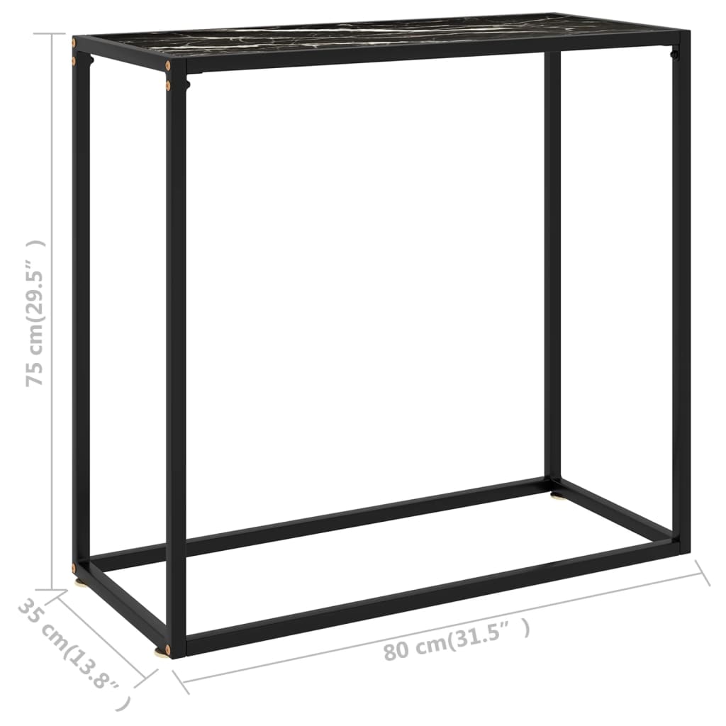 konsolbord 80x35x75 cm hærdet glas sort