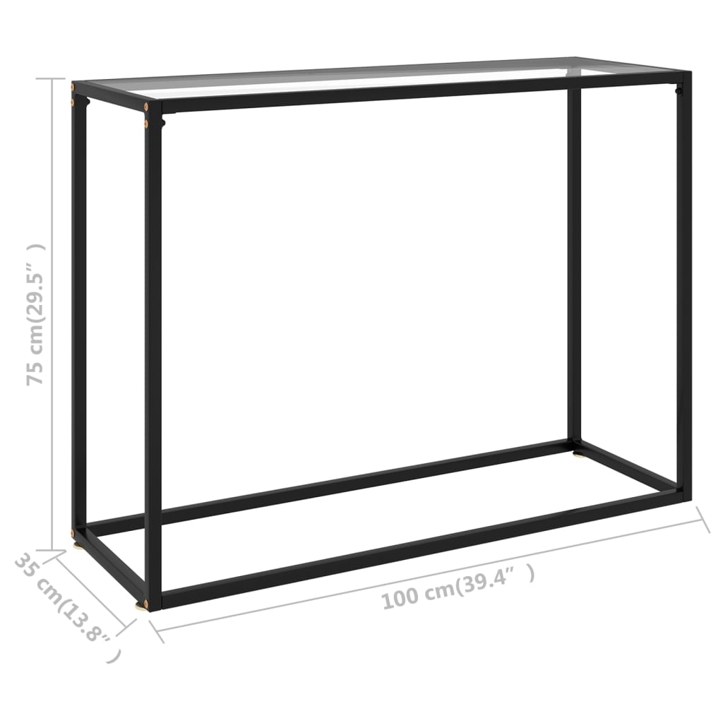 konsolbord 100x35x75 cm hærdet glas transparent