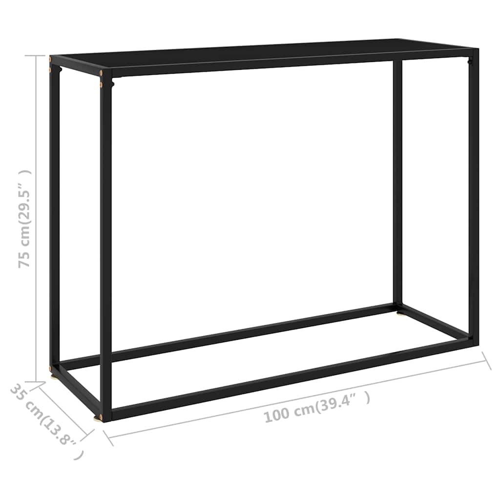 konsolbord 100x35x75 cm hærdet glas sort