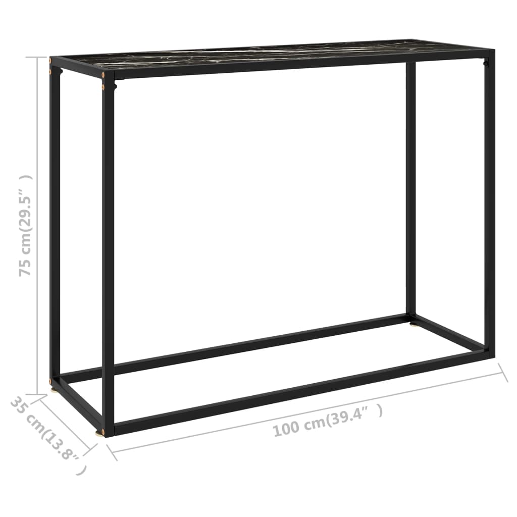 konsolbord 100x35x75 cm hærdet glas sort
