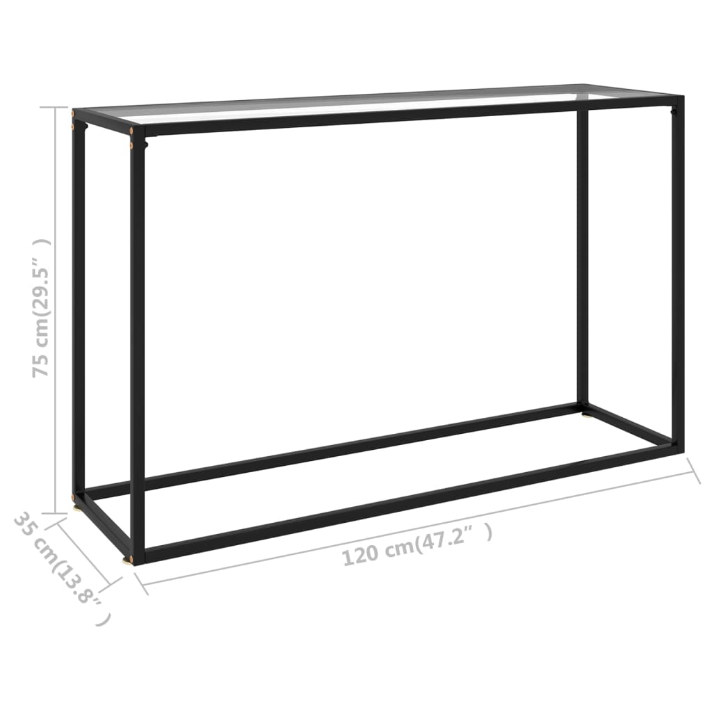 konsolbord 120x35x75 cm hærdet glas transparent