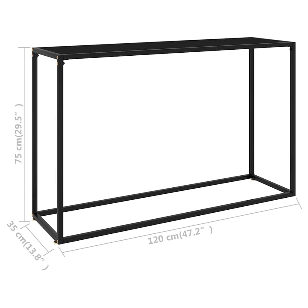 konsolbord 120x35x75 cm hærdet glas sort