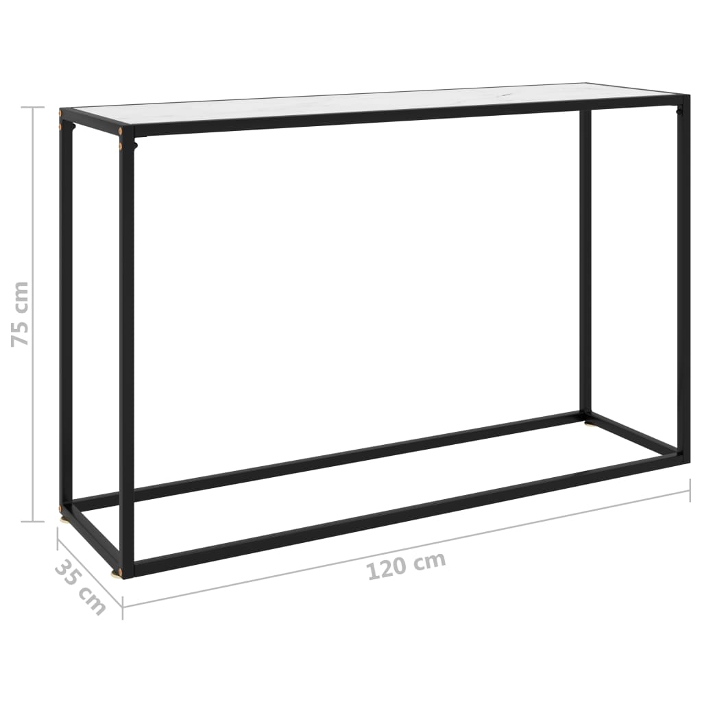 konsolbord 120x35x75 cm hærdet glas hvid