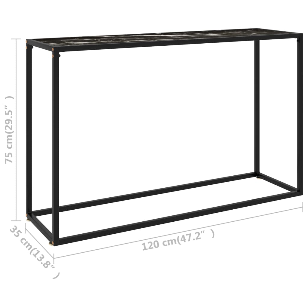 konsolbord 120x35x75 cm hærdet glas sort