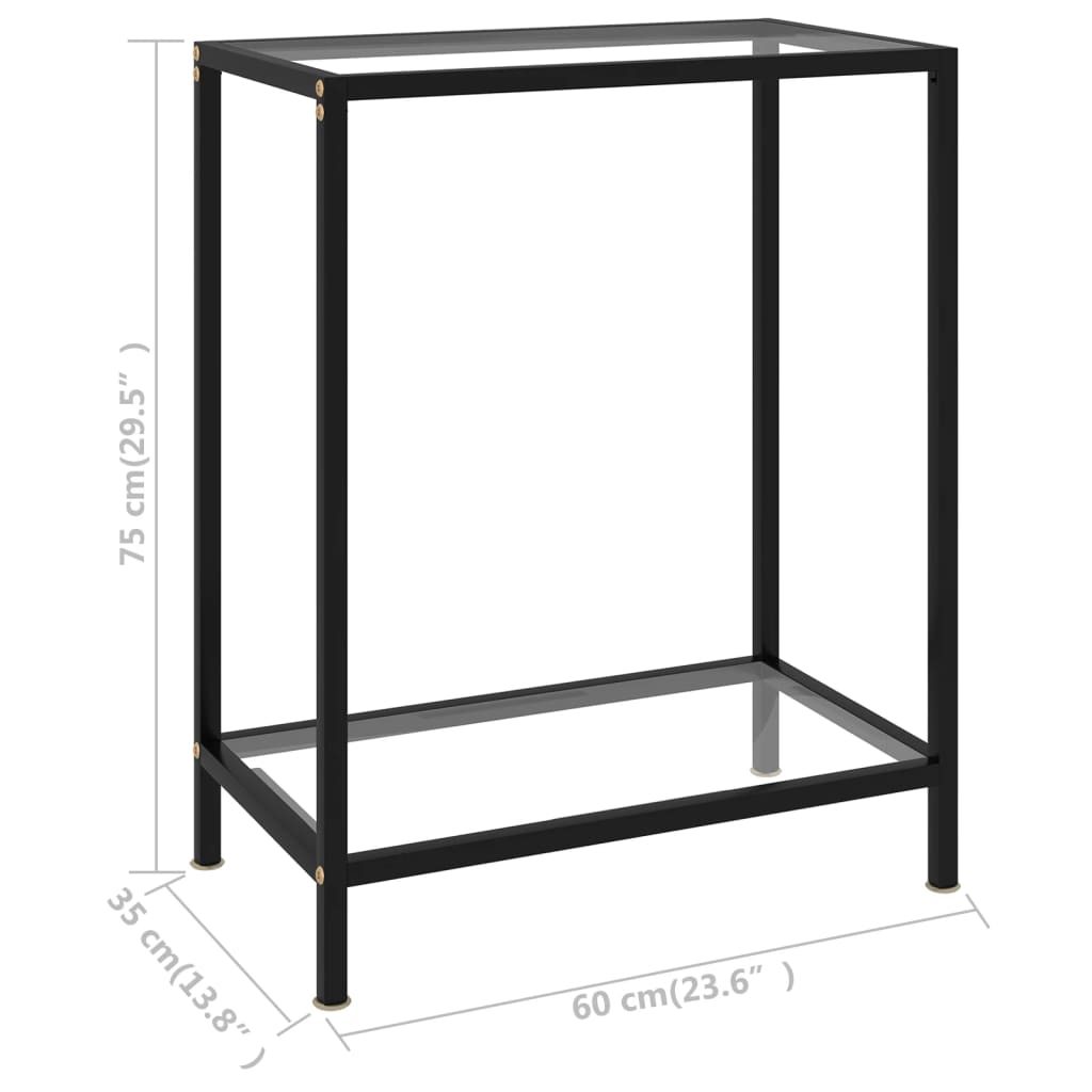 konsolbord 60x35x75 cm hærdet glas transparent