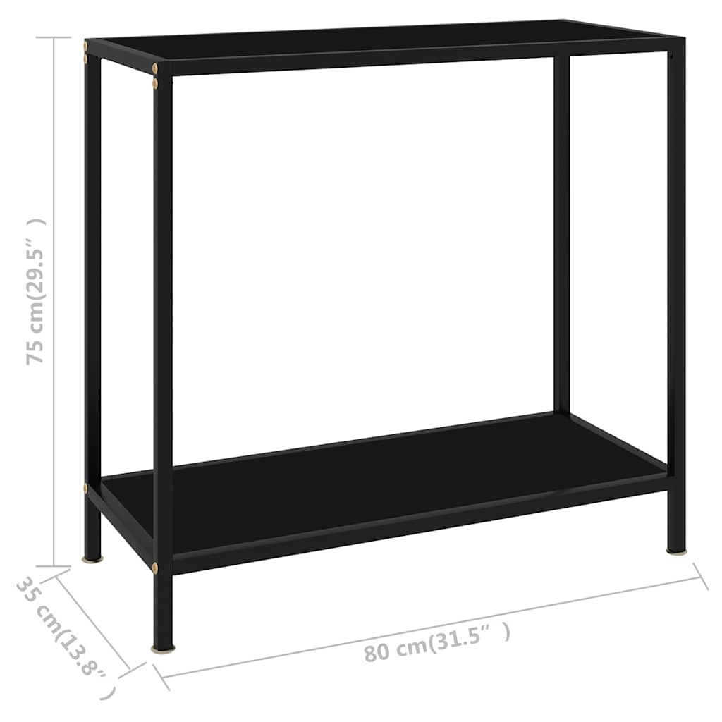 konsolbord 80x35x75 cm hærdet glas sort