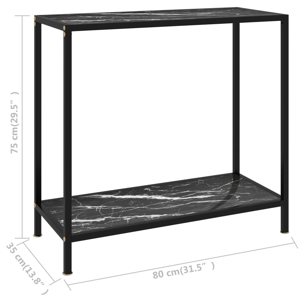 konsolbord 80x35x75 cm hærdet glas sort
