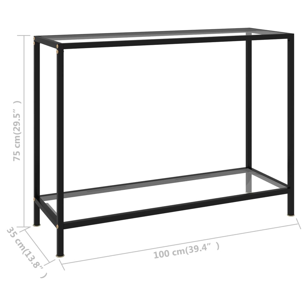 konsolbord 100x35x75 cm hærdet glas transparent