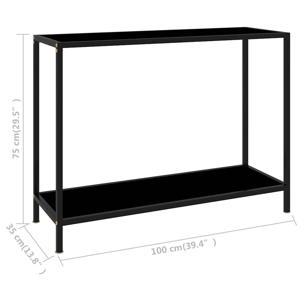 konsolbord 100x35x75 cm hærdet glas sort
