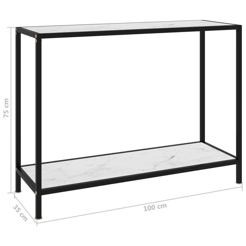 konsolbord 100x35x75 cm hærdet glas hvid