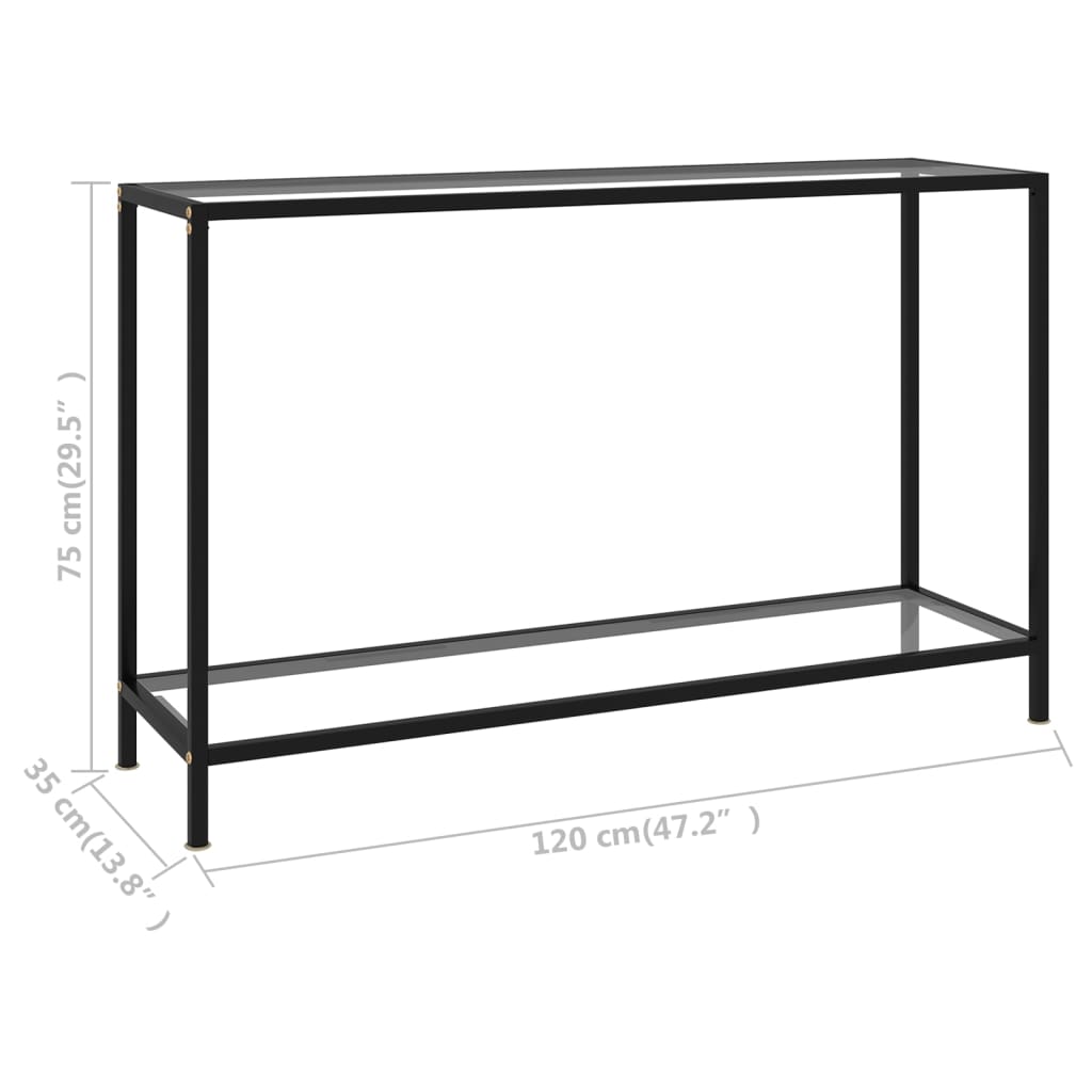 konsolbord 120x35x75 cm hærdet glas transparent