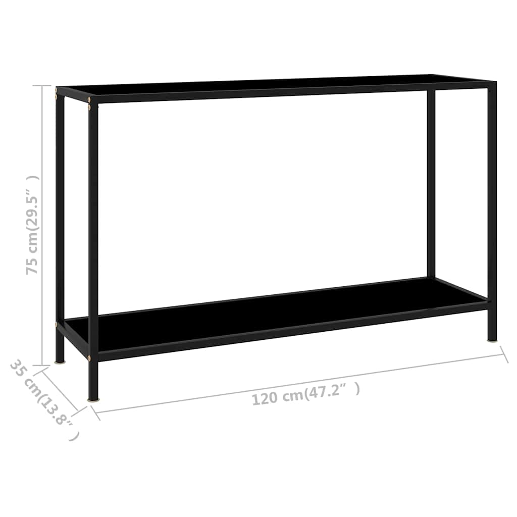 konsolbord 120x35x75 cm hærdet glas sort