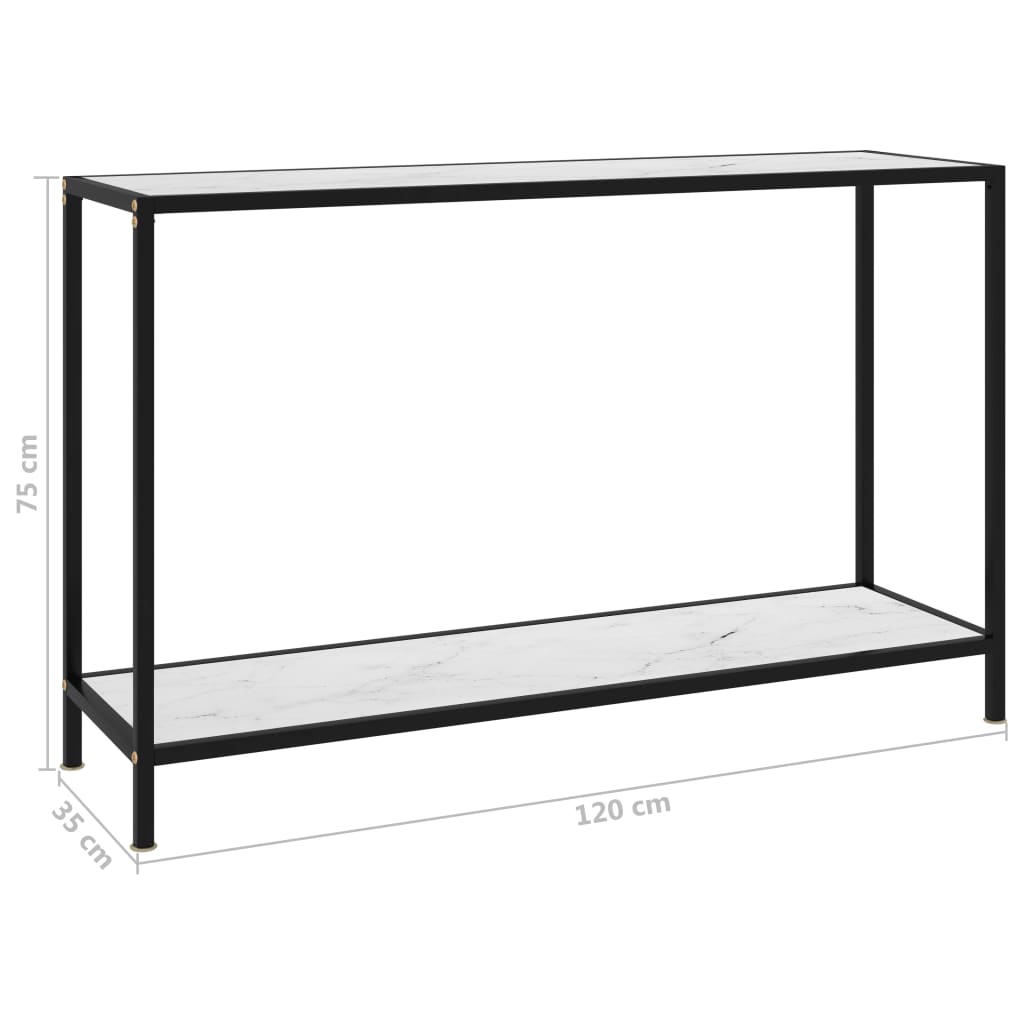 konsolbord 120x35x75 cm hærdet glas hvid