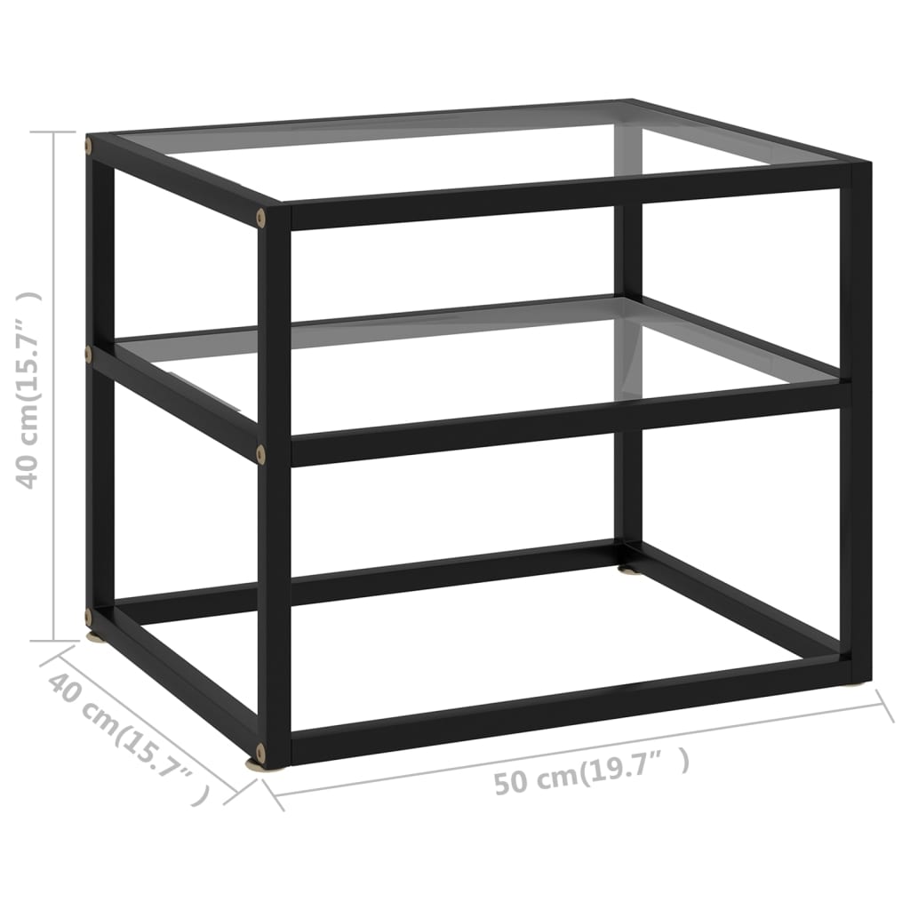konsolbord 50x40x40 cm hærdet glas transparent