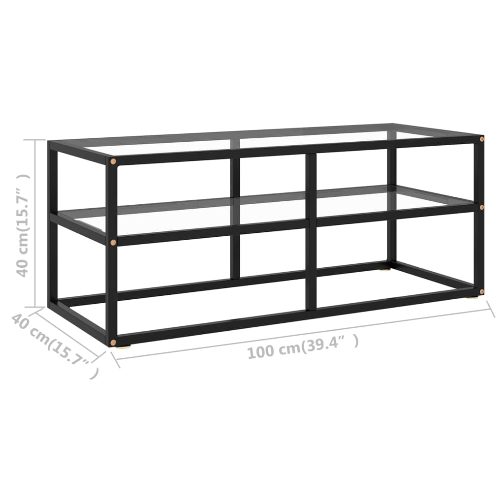 tv-bord 100x40x40 cm hærdet glas sort