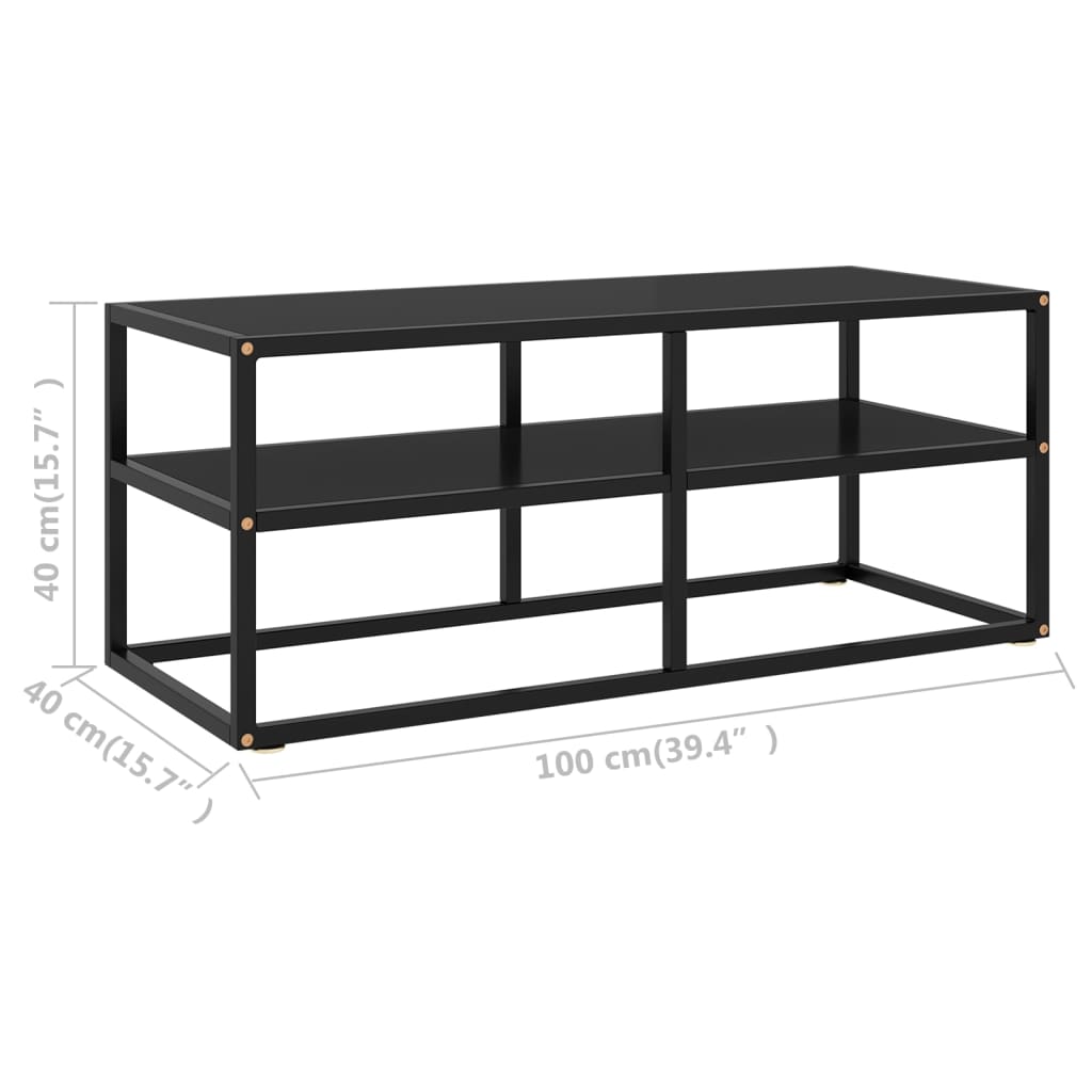 tv-bord 100x40x40 cm glas sort