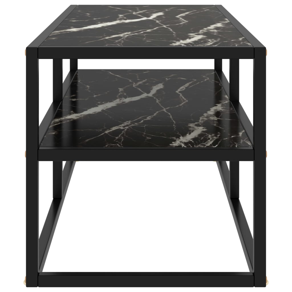 tv-bord 100x40x40 cm marmorglas sort