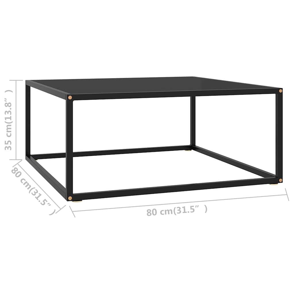 sofabord 80x80x35 cm glas sort