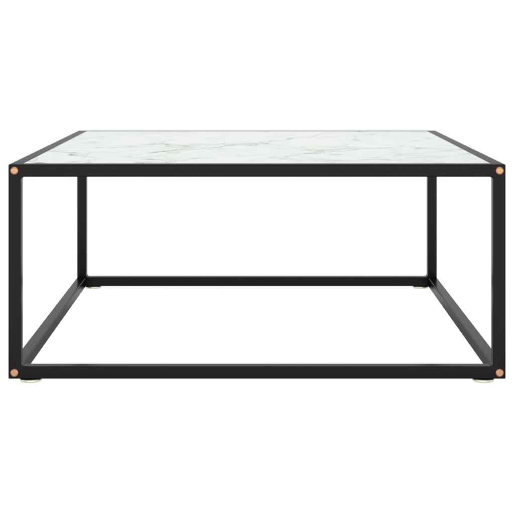 tebord 80x80x35 cm marmorglas hvid