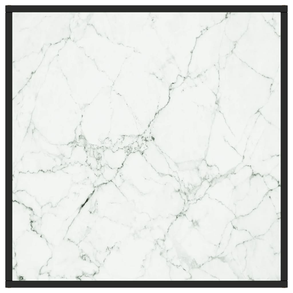tebord 80x80x35 cm marmorglas hvid