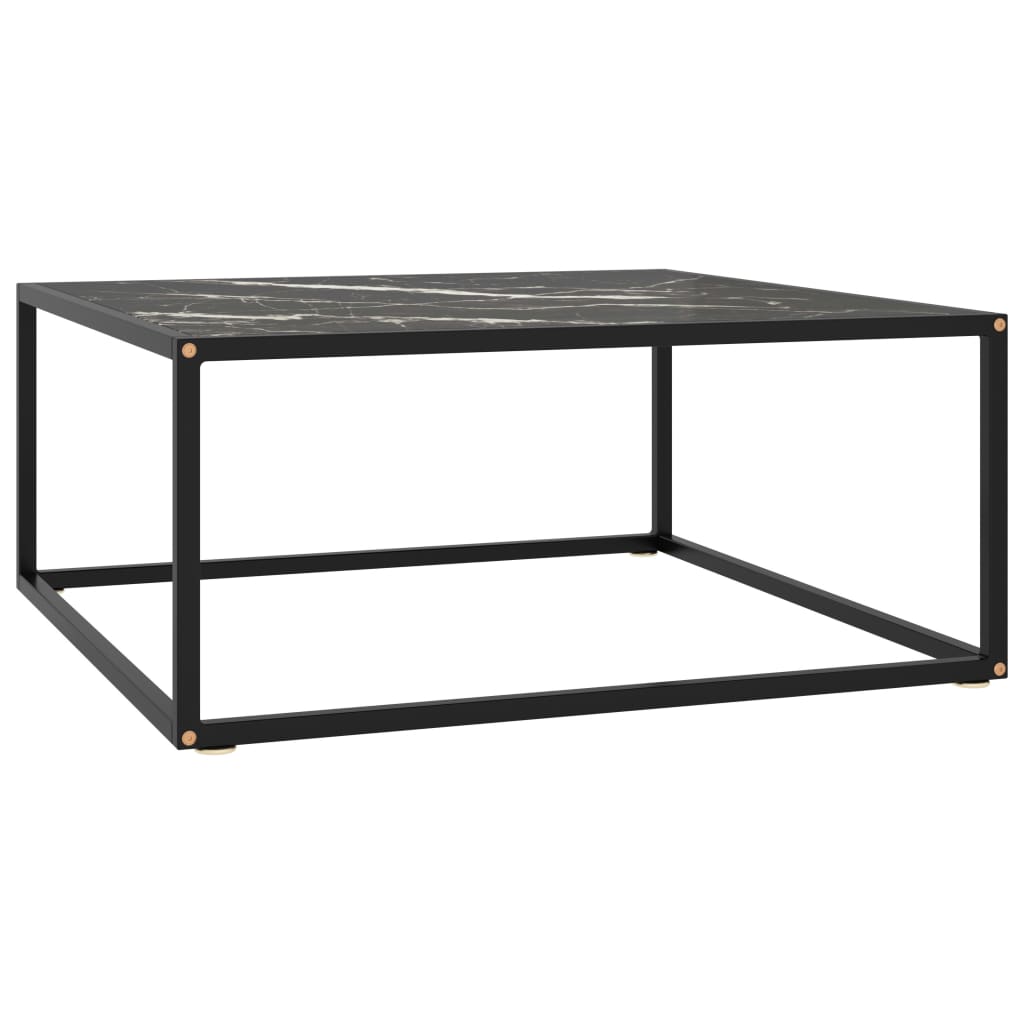 sofabord 80x80x35 cm marmorglas sort