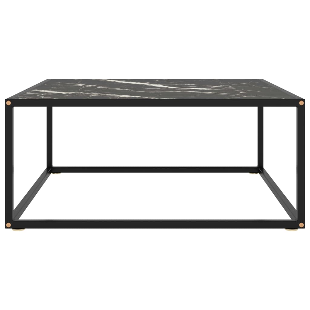sofabord 80x80x35 cm marmorglas sort