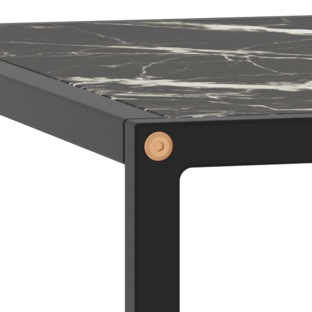 sofabord 80x80x35 cm marmorglas sort