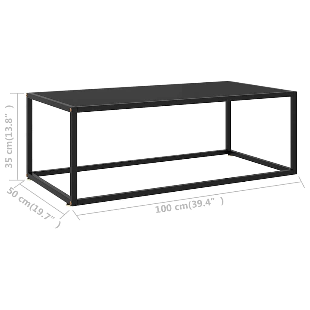 sofabord 100x50x35 cm glas sort