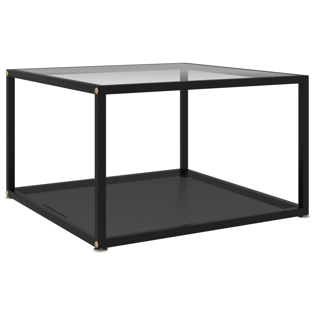 sofabord 60x60x35 cm hærdet glas transparent og sort