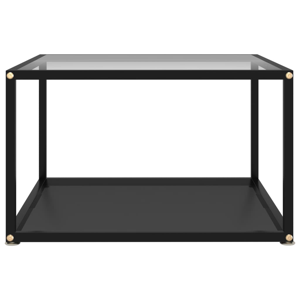 sofabord 60x60x35 cm hærdet glas transparent og sort