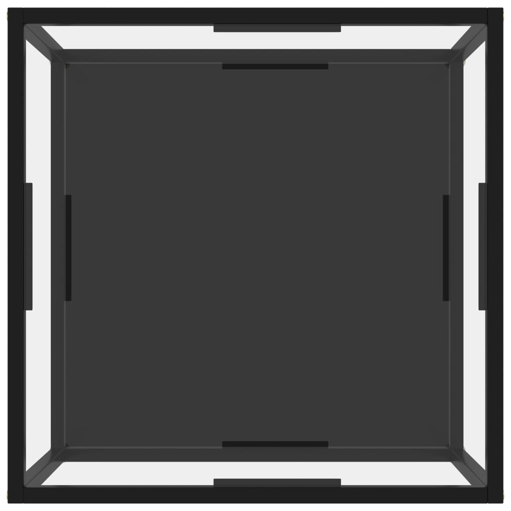 sofabord 60x60x35 cm hærdet glas transparent og sort