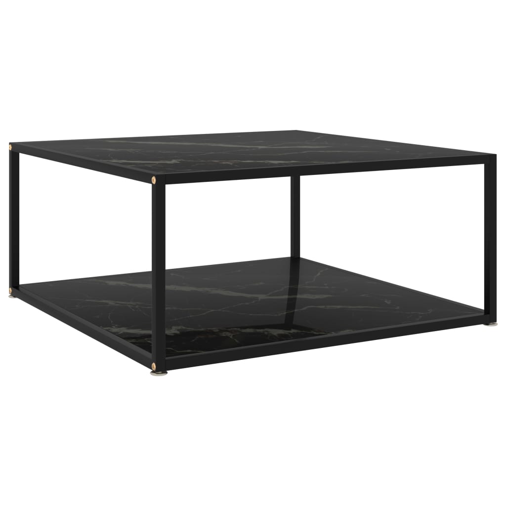 sofabord 80x80x35 cm hærdet glas sort