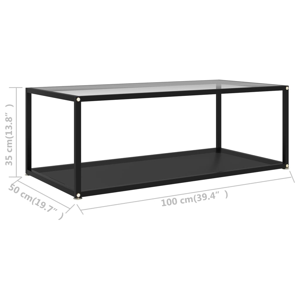 konsolbord 100x36x90 cm hærdet glas transparent og sort
