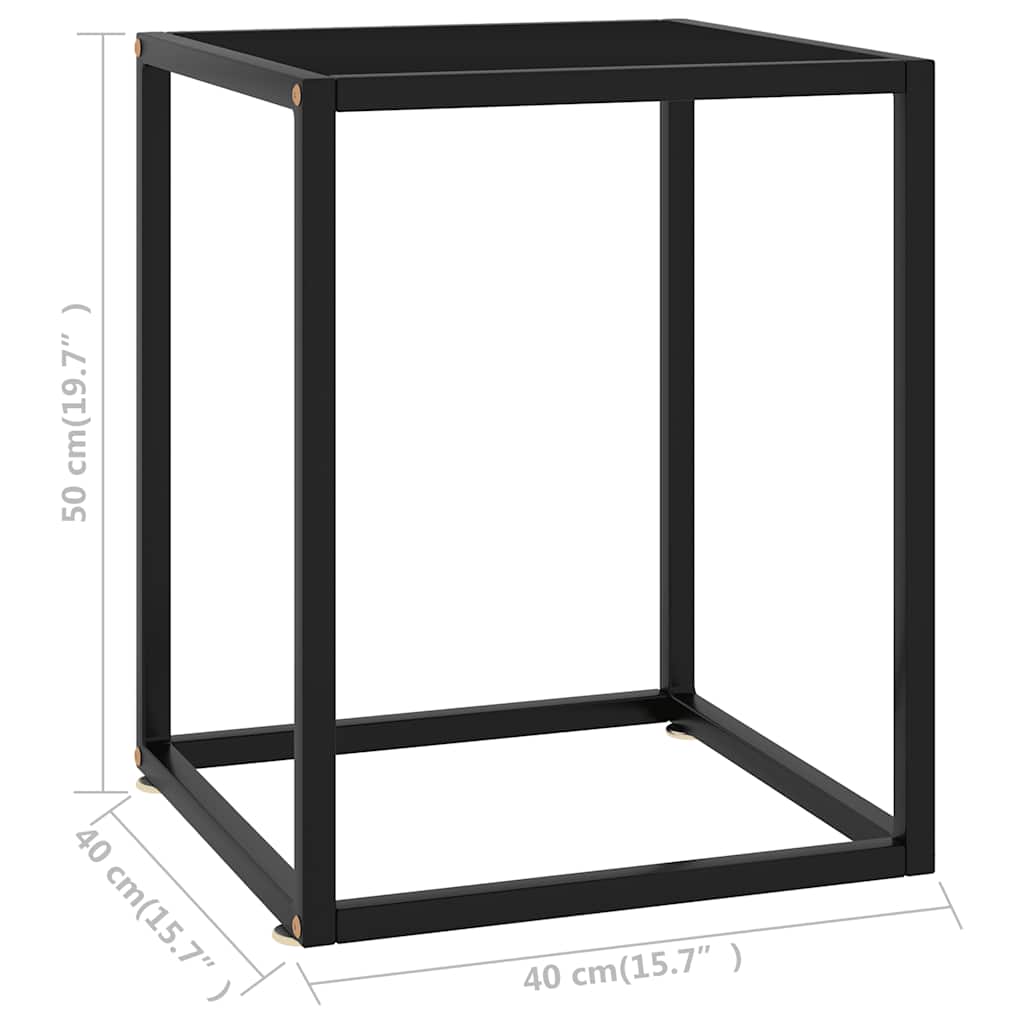 sofabord 40x40x50 cm glas sort