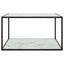 sofabord 90x90x50 cm hvidt marmorglas sort