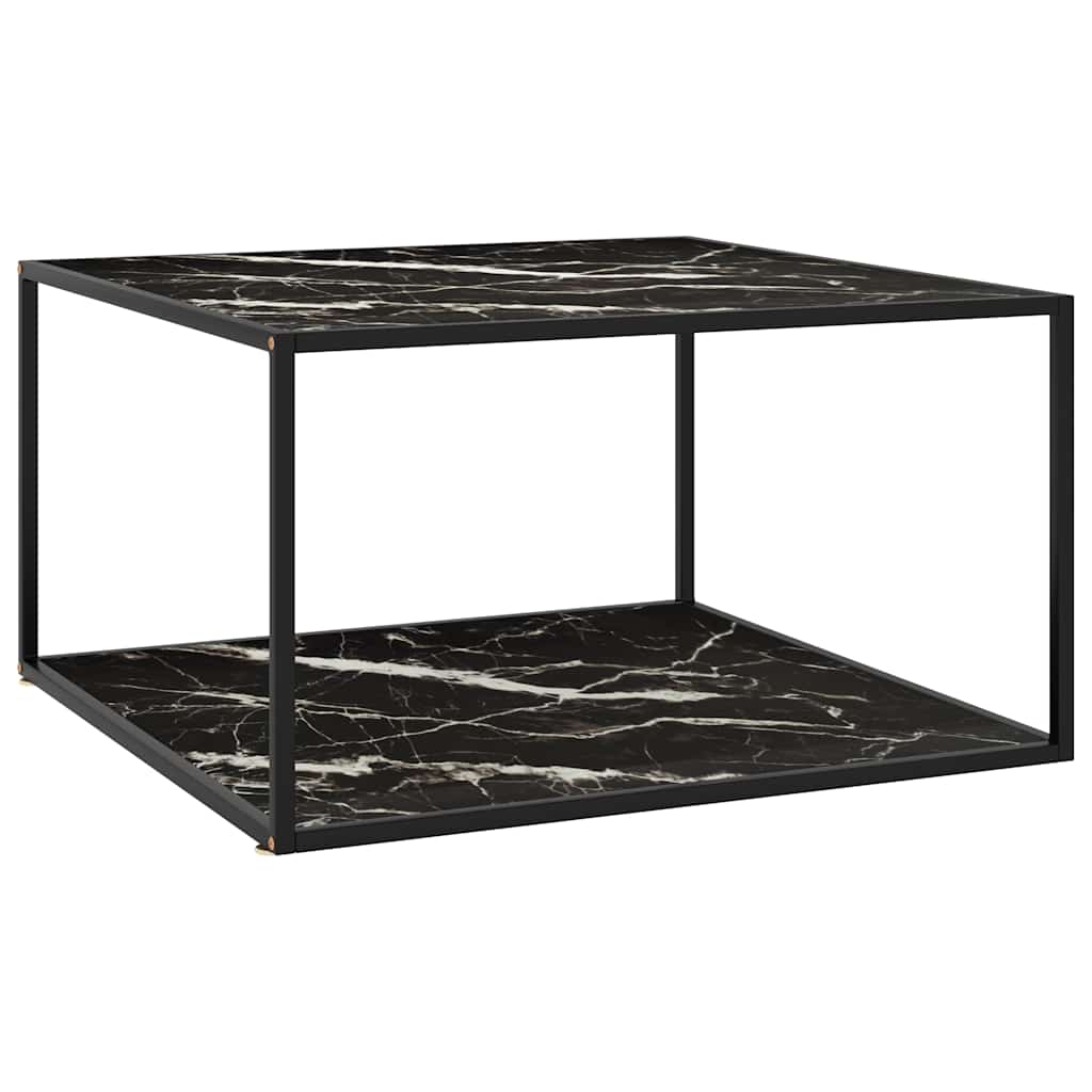 sofabord 90x90x50 cm marmorglas sort