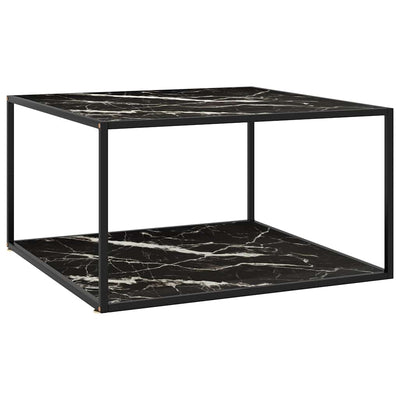 sofabord 90x90x50 cm marmorglas sort