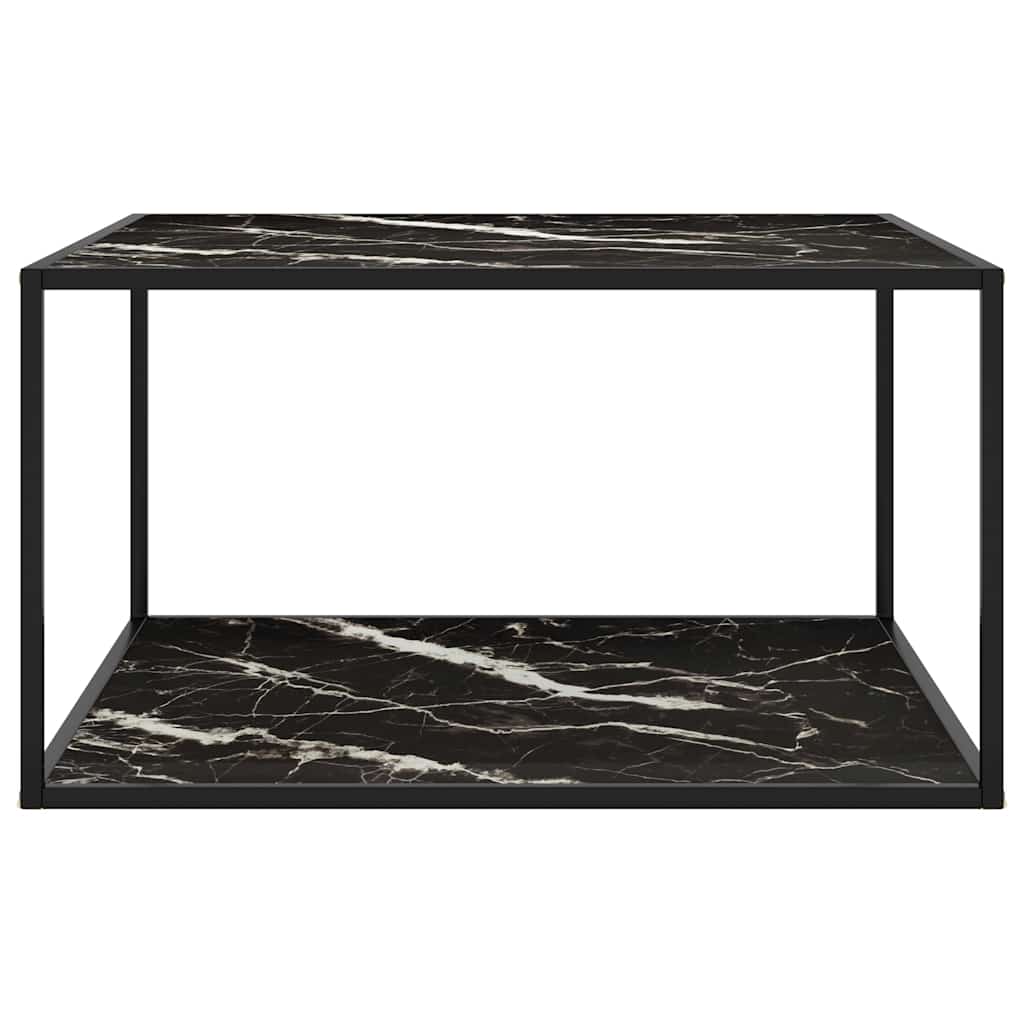 sofabord 90x90x50 cm marmorglas sort